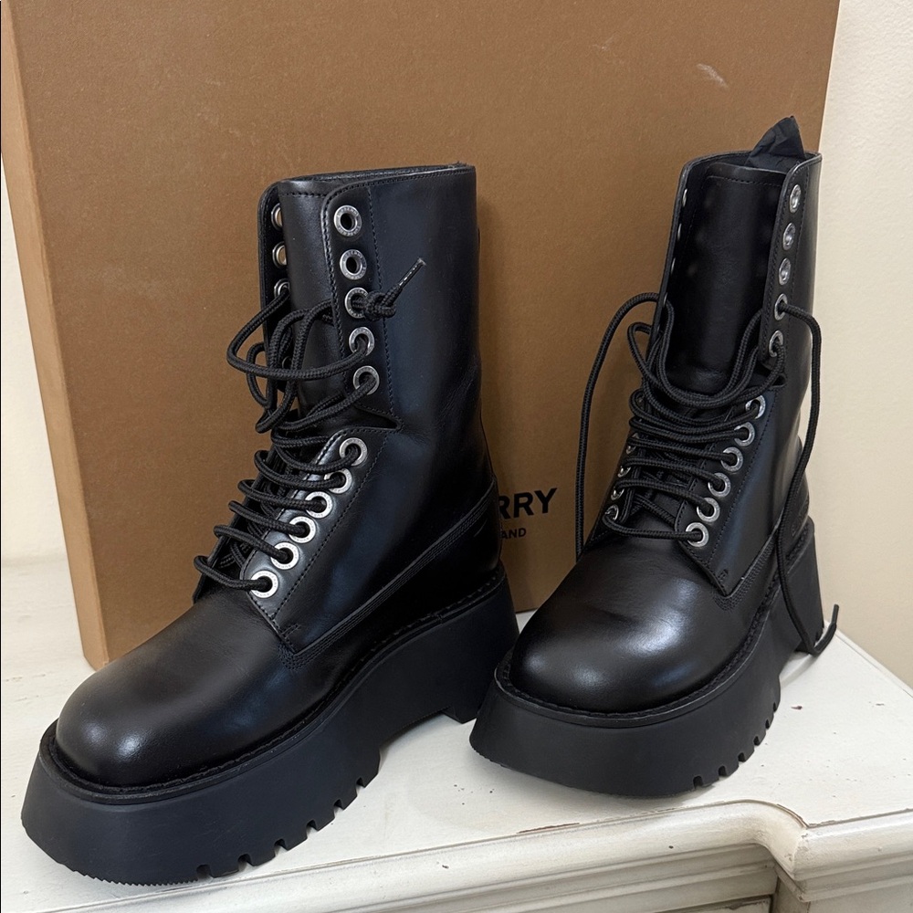 Burberry Mason Black Leather Women's Boots